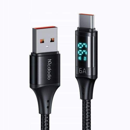 MCDODO KABEL Z WYŚWIETLACZEM USB-C SZYBKIE ŁADOWANIE USB TYP C 5A 66W 1M na Arena.pl