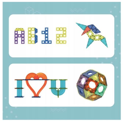 KLOCKI MAGNETYCZNE ŚWIECĄCY TOR KULKOWY 110 ELEMENTÓW KULODROM ZESTAW na Arena.pl