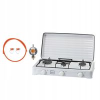 KUCHENKA GAZOWA 3 PALNIKOWA biała TURYSTYCZNA KEMPING + REDUKTOR OPASKI WĄŻ