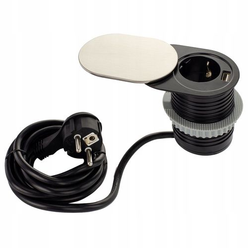 SLIDE BOX USB Gniazdo Meblowe wpuszczane w blat przesuwna pokrywa ALUMINIUM na Arena.pl