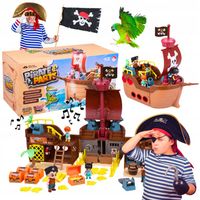 STATEK PIRACKI ROZKŁADANY DUŻY + LALKI PIRACI + AKCESORIA ŁÓDŹ OKRĘT PIRAT