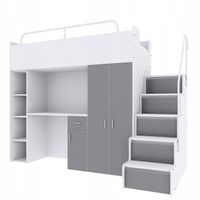 Łóżko piętrowe JSM4 z biurkiem 90x200 szary mat + materac Gratis!