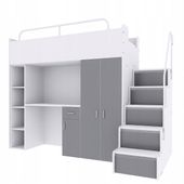 Łóżko piętrowe JSM4 z biurkiem 90x200 szary mat + materac Gratis!