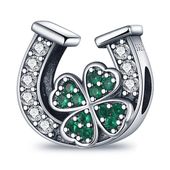 Zawieszka SREBRO 925 Charms Koralik Podkowa i Koniczynka