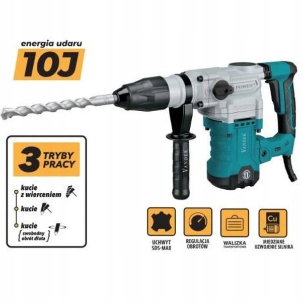 Młot udarowy młotowiertarka z regulacją SDS-MAX 1600W 10J Vander zdjęcie 3