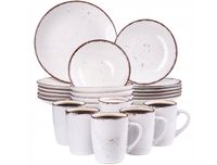 SERWIS OBIADOWY + KUBKI KAMIONKA BIAŁY NAKRAPIANY DLA 6 OS. 24 EL.