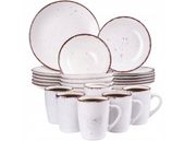 SERWIS OBIADOWY + KUBKI KAMIONKA BIAŁY NAKRAPIANY DLA 6 OS. 24 EL.