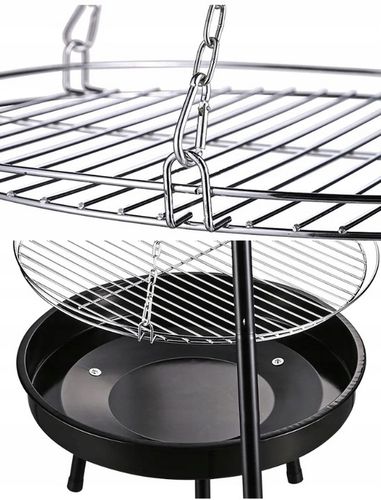 PALENISKO TRÓJNÓG GRILL OGRODOWY OGNISKOWY WISZĄCY DUŻY RUSZT CHROMOWANY 50 na Arena.pl