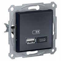 Asfora ładowarka USB A+C 2,4A bez ramki antracyt EPH2700371 SCHNEIDER
