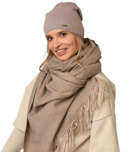 Jesienna CZAPKA damska nakrycie głowy polski producent latte gładka V3 na Arena.pl