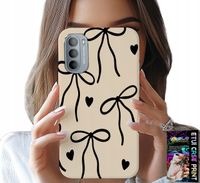 ETUI DO MOTOROLA G31 / G41 - BEŻOWE KOKARDKI WSTĄŻKA MODNE WZORY