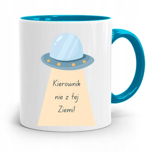 Kubek Błękitny Dla Kierownika Nie Z Tej Ziemi Z Nadrukiem Ze Zdjęciem zdjęcie 1