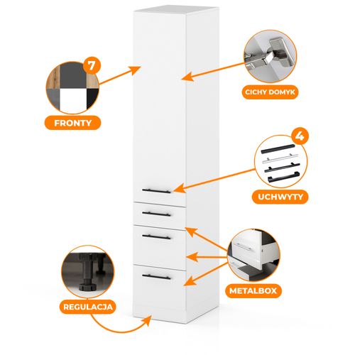 Słupek Kuchenny Stojący 40cm Szafka 3 Szuflady S40s3 Spremium Biały Mat na Arena.pl