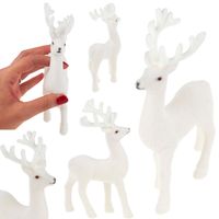 RENIFER FLOKOWANY OZDOBNY BIAŁY WELUROWY FIGURKA DEKORACJA ŚWIĄTECZNA STROIK