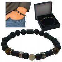 BRANSOLETKA MĘSKA TURMALIN TYGRYSIE OKO CYTRYN LAWA BOGACTWO SIŁA OCHRONA