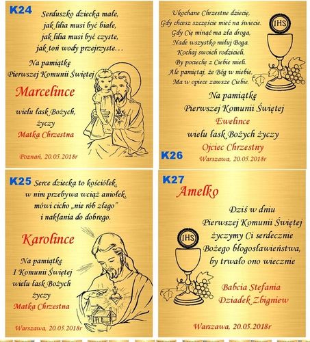 Łańcuszek Złoty Medalik Chrzest Komunia Grawer na Arena.pl