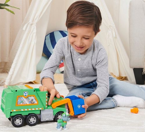 PSI PATROL DUŻA ŚMIECIARKA ROCKY POJAZD DO RECYKLINGU 38 CM + FIGURKA na Arena.pl