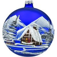 Bombka okrągła Zimowy Pejzaż: kobaltowa