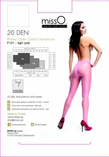 misso p101 rajstopy z wycięciem jasnorożowe s/m połyskujące na Arena.pl