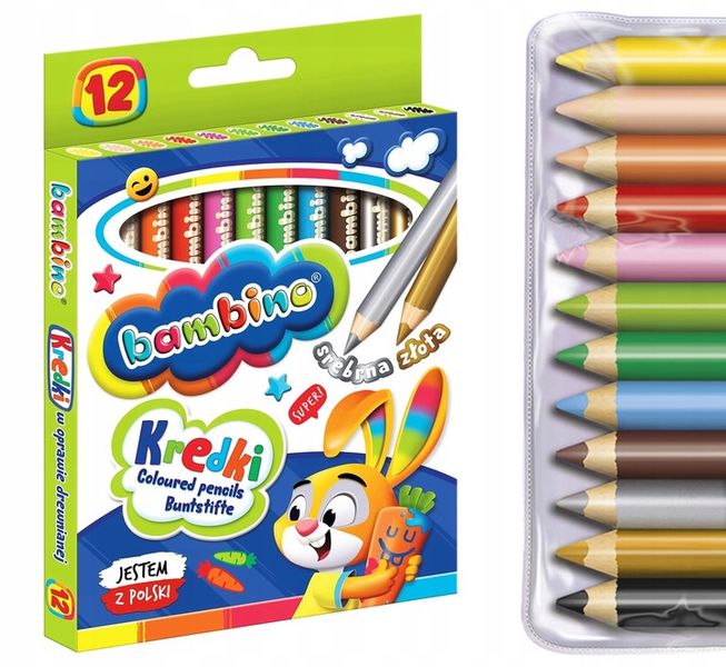 Kredki ołówkowe 12 kolorów w drewnianej oprawie zdjęcie 11