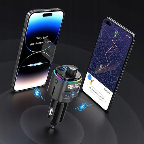 Transmiter bluetooth FM samochodowy SZYBKA ładowarka PD 23W QC3.0 USB-C LED na Arena.pl