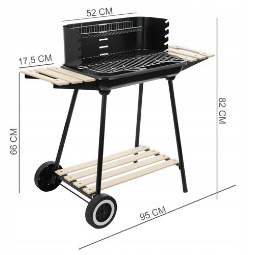 Grill węglowy ogrodowy na kółkach z 3 półkami na Arena.pl