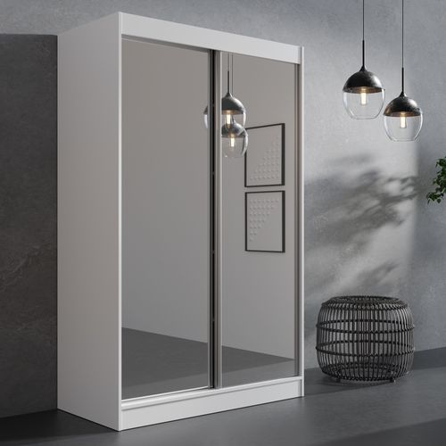 Szafa przesuwna z lustrem Como 2D 120 Biała na Arena.pl