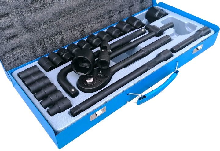 Klucze nasadowe nasadki grzechotka zestaw 1/2" 24el 8-32mm walizka metalowa zdjęcie 11