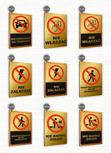Tabliczka znak informacyjny 40x30 Złota NIE DEPTAĆ TRAWNIKA Nierdzewna na Arena.pl