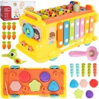 AUTOBUS EDUKACYJNY SORTER MONTESSORI CYMBAŁKI ZŁAP ROBACZKA KLOCKI