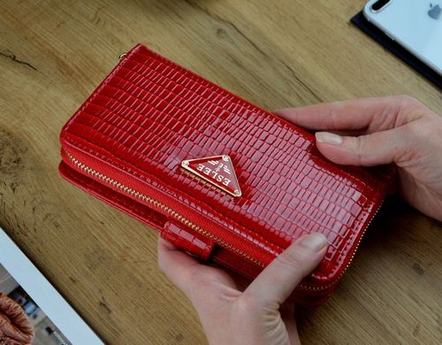 PORTFEL DAMSKI PODWÓJNY Czerwony Organizer Duży stylowy na Arena.pl