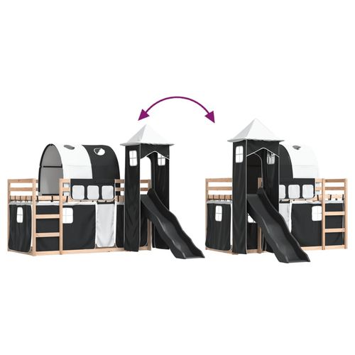 Łóżko na antresoli, ze zjeżdżalnią i zasłonkami, 80x200 cm na Arena.pl