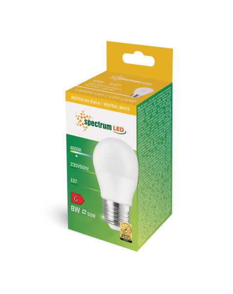 Żarówka LED kulka E27 230V 8W neutralna NW WOJ+14472_8W 10 SZTUK SPECTRUM zdjęcie 4