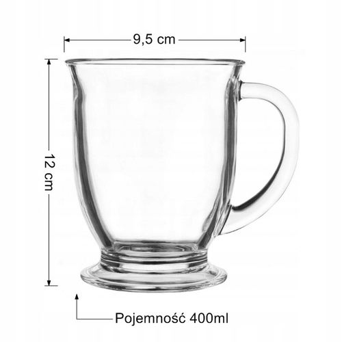 Szklanki z uchem GLASMARK zestaw 6szt duży pojemny kawę latte herbatę na Arena.pl