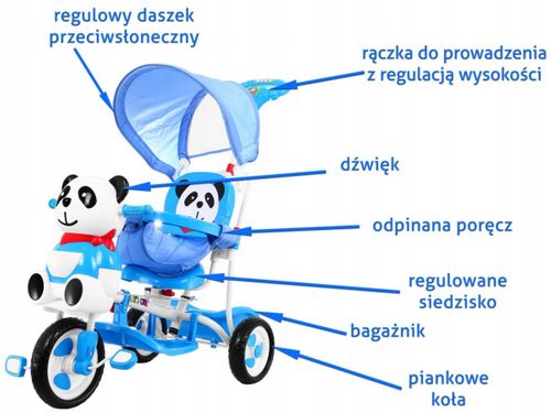 Rowerek dla maluszka grube koła Panda na Arena.pl