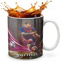 KUBEK 330ml GRAFIKA PREZENT ŚWIĘTA WZÓR - PIŁKA NOŻNA MESSI + IMIĘ