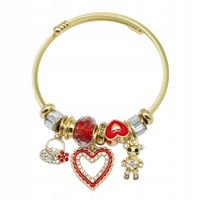 Bransoletka charms modułowa sztywna regulowana kolor złoty Serce 27