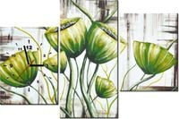 60CM 90 ZEGAR 3 ELEM ZIELONE MAKI ŚCIENNY