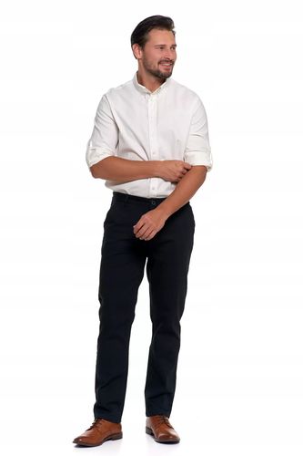 SPODNIE MĘSKIE Eleganckie Czarne Chinosy Nogawka Prosta Modne MORAJ r. 32 na Arena.pl