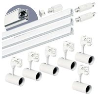 Zestaw szynowy 3 fazowy szyna 1m+1m+1m, 6x Lampa, łącznik prosty BIAŁY