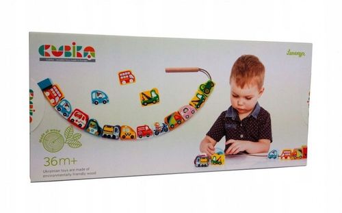 Cubika Drewniane korale klocki do nawlekania Nawlekanka Pojazdy na Arena.pl