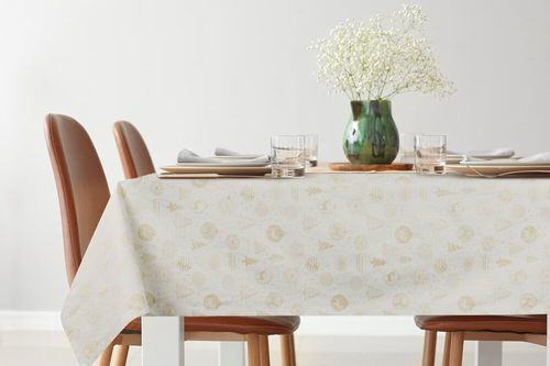 Obrus dekoracyjny FLASH-14 135x180 złoty z motywem świątecznym na Arena.pl