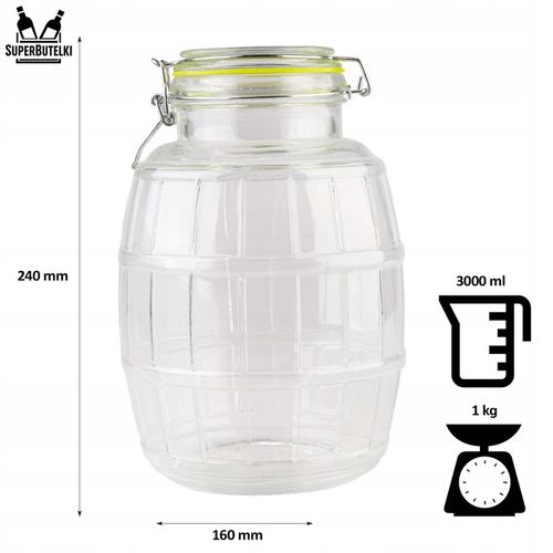SŁÓJ SZKLANY 3L DUŻY POJEMNIK WECK NA PRZETWORY Z ZAMKNIĘCIEM na Arena.pl