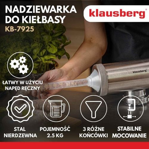 ręczna nadziewarka do kiełbasy 2,5kg klausberg kb-7925 na Arena.pl