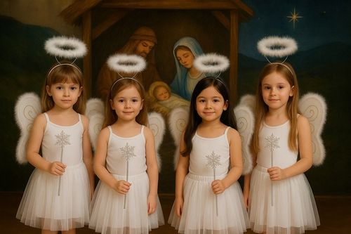 STRÓJ ANIOŁKA ANIOŁA KOSTIUM PRZEBRANIE NA JASEŁKA SKRZYDŁA AUREOLA na Arena.pl
