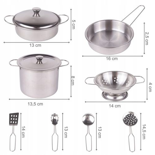 ZESTAW KUCHENNY KUCHARKI DO GOTOWANIA METALOWE GARNKI FARTUSZEK DLA DZIECI na Arena.pl