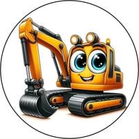 Opłatek na tort Koparka Spych Ładowacz Maszyna Budowlana Ostrówek