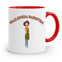 Dla Baristy Baristki Kawiarki Kubek Czerwony Z Nadrukiem Ze Zdjęciem
