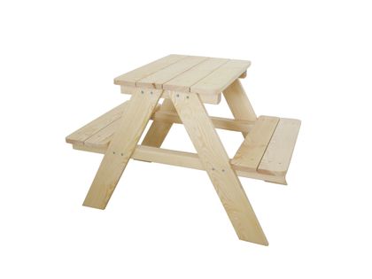 Stolik drewniany z siedzeniami - lakierowany