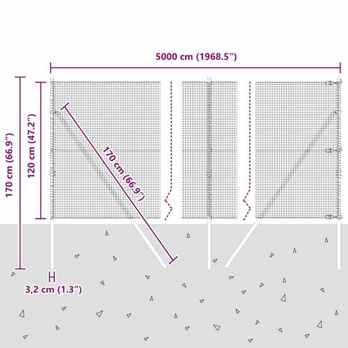 Ogrodzenie z słupkami Zielony 1.2 x 50 m Stal na Arena.pl